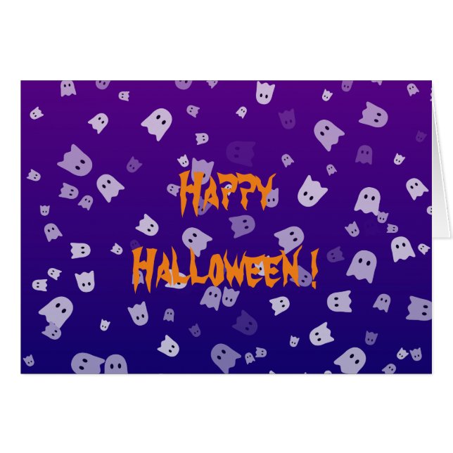 Tarjeta de saludo de los Fantasmas de Halloween (Anverso (Horizontal))