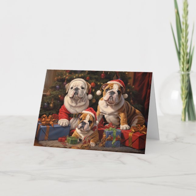 Tarjeta de saludo de los Navidades de Bulldoges de (Anverso)