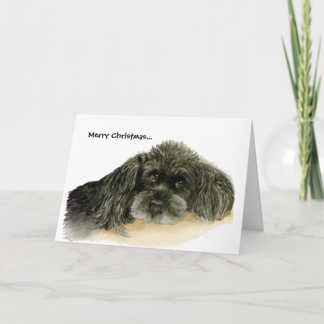 Tarjeta de saludo de los Navidades de canapé negro (Anverso)