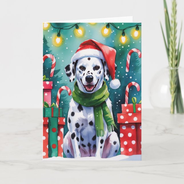 Tarjeta de saludo de los Navidades de perro de Dal (Anverso)