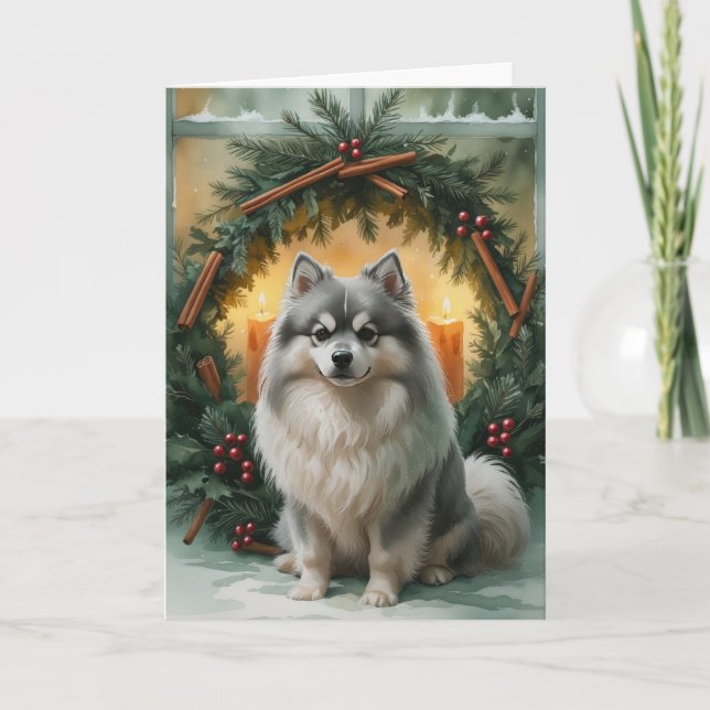 Tarjeta de saludo de los Navidades de perro de Kee (Anverso)