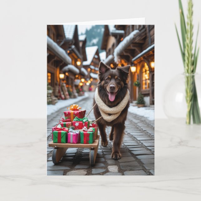 Tarjeta de saludo de los Navidades de Perro de las (Anverso)