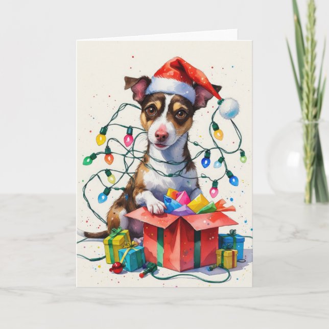 Tarjeta de saludo de los Navidades de perro de Rat (Anverso)