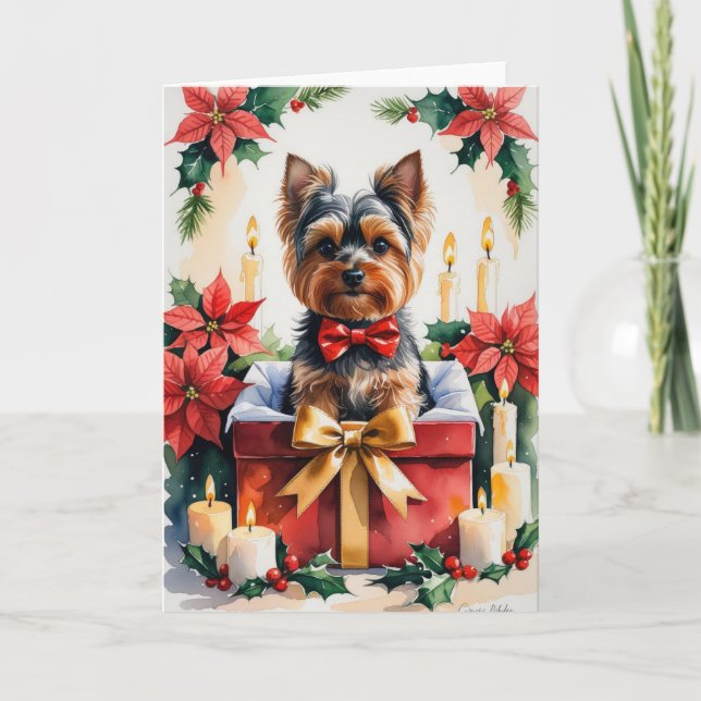 Tarjeta de saludo de los Navidades de Perro Terrie (Anverso)