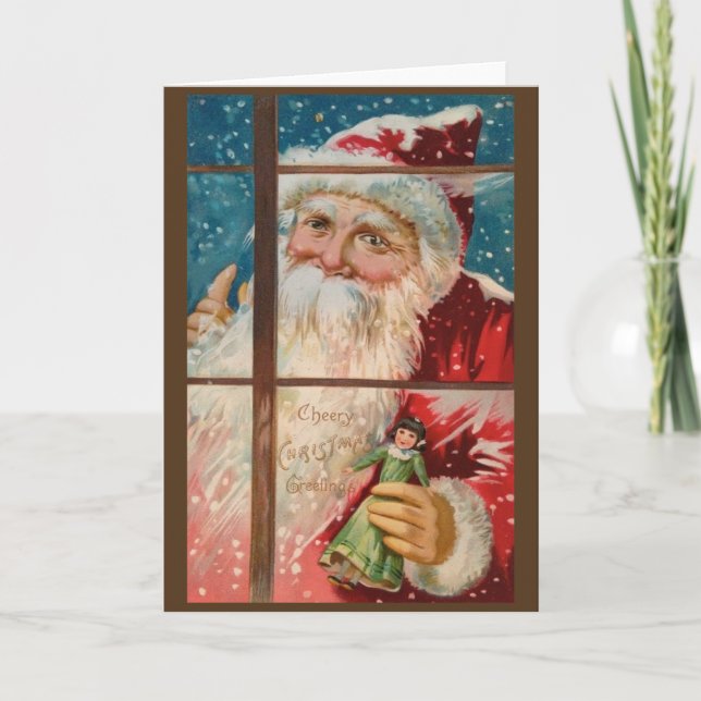 Tarjeta de saludo de los Navidades de Santa Claus  (Anverso)