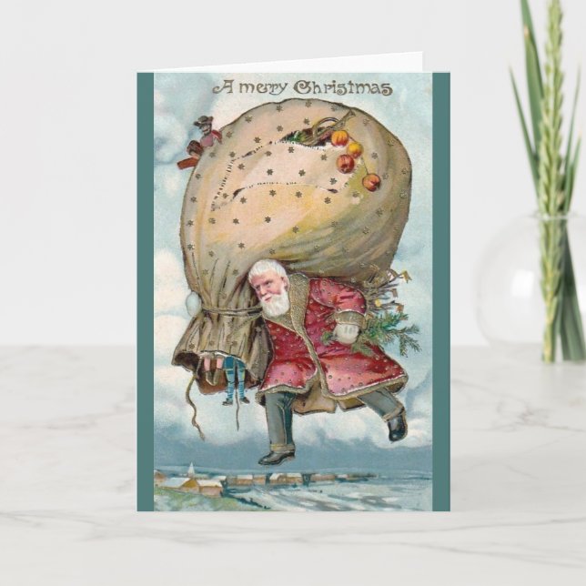 Tarjeta de saludo de los Navidades de Santa Claus  (Anverso)