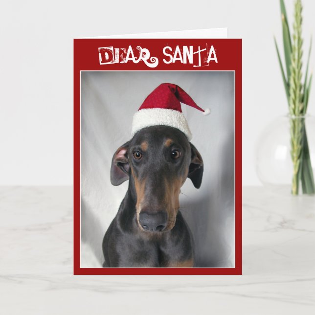 Tarjeta de saludo de los Navidades de Santa Dog (Anverso)