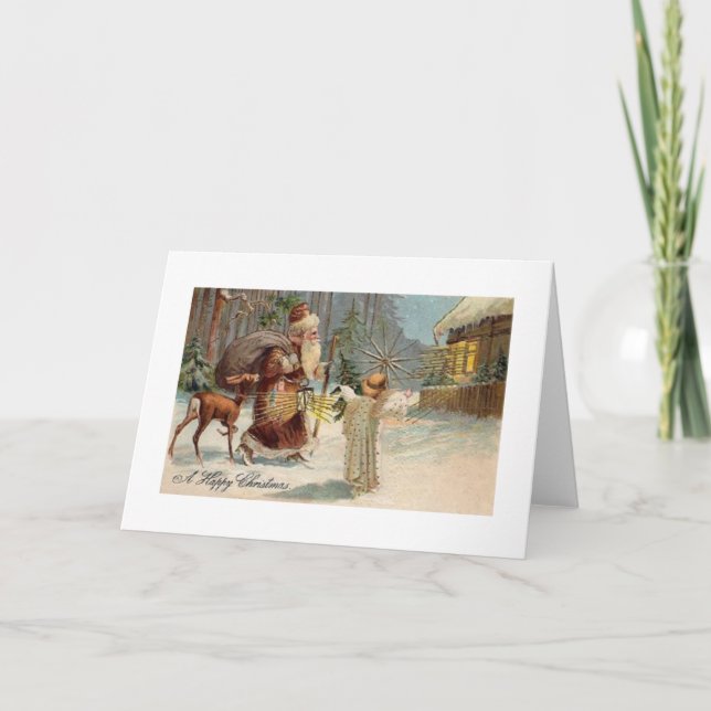 Tarjeta de saludo de los Navidades de Santa y Ange (Anverso)