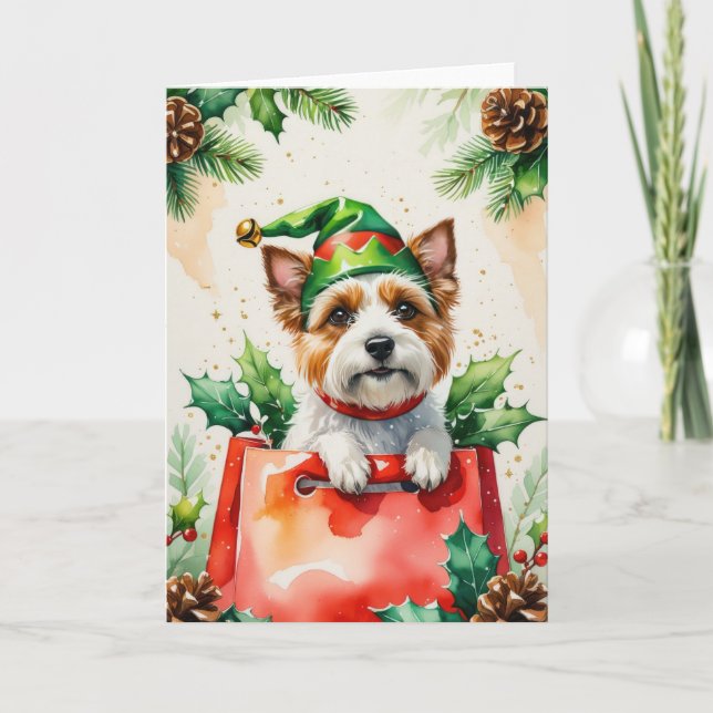Tarjeta de saludo de los Navidades del perro del C (Anverso)