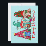 Tarjeta de saludo de los Navidades Gnomes Trio<br><div class="desc">gnomes trio merry christmas tarjeta de saludo</div>