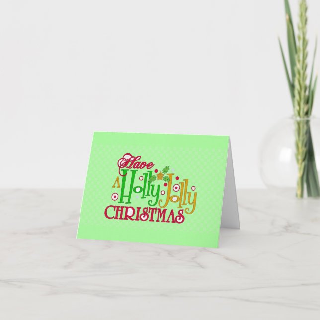 Tarjeta de saludo de los Navidades Holly Jolly (Anverso)