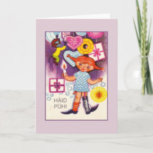 Tarjeta de saludo de los Navidades retro estonios 