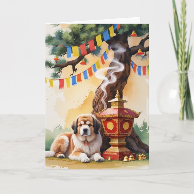Tarjeta de saludo de los Navidades tibetanos de pe (Anverso)