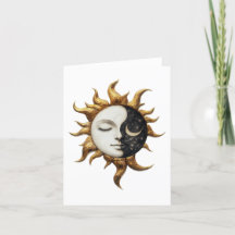 Tarjeta de saludo de luna y sol celestial
