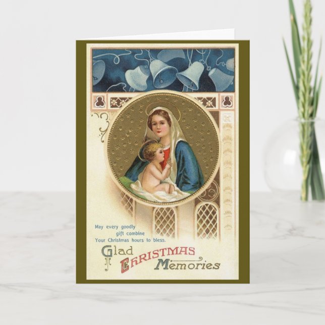 Tarjeta de saludo de Madonna y Navidades infantile (Anverso)