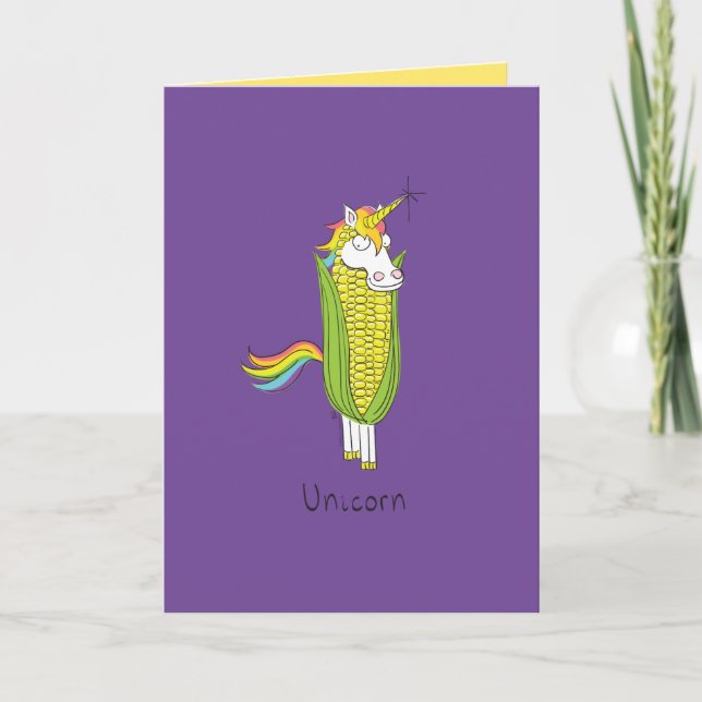 Tarjeta de saludo de maíz divertida de Unicorn (Anverso)
