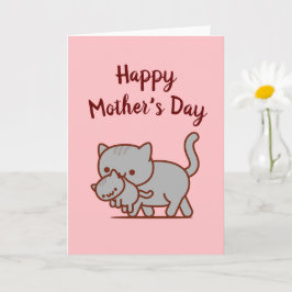 Tarjeta de saludo de mamá de gato: Feliz día de la