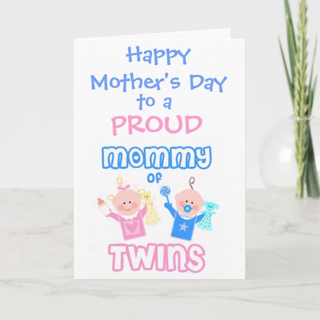 Tarjeta de saludo de Mamá del Día de los Gemelos (Anverso)