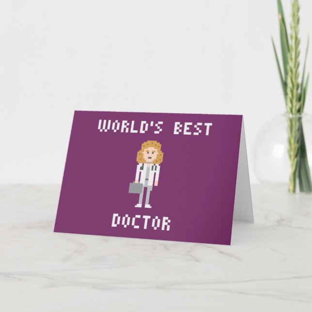 Tarjeta de saludo de Médico Pixel Art (Anverso)