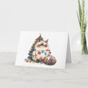 Tarjeta de saludo de Meowy Navidades Tanglage Cat 