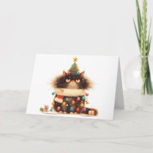 Tarjeta de saludo de Meowy Navidades Tanglage Cat 