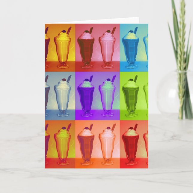 Tarjeta de saludo de Milkshakes Pop Art (Anverso)