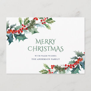 Tarjeta de saludo de muérdago de Navidad con bayas