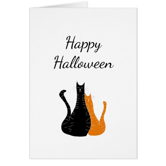 Tarjeta de saludo de Naranja negro para gatos de H (Frente)