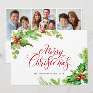 Tarjeta de saludo de Navidad con 3 FOTOS Festivas