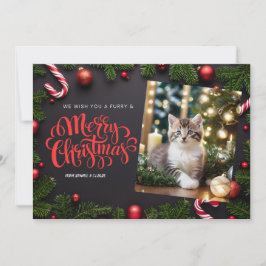 tarjeta de saludo de navidad de gato