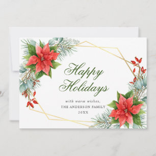 Tarjeta de saludo de Navidad elegante con poinsett