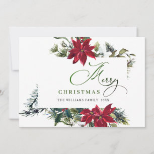 Tarjeta de saludo de Navidad elegante poinsettia m