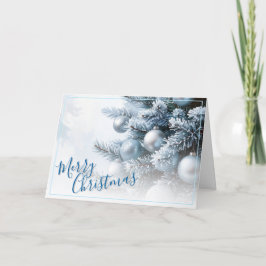 Tarjeta de saludo de Navidad Frosted Pine Merry
