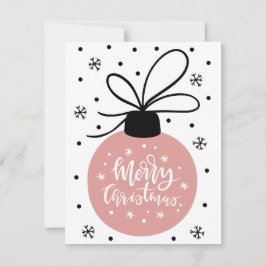 Tarjeta de saludo de Navidad Ornamento Rosa