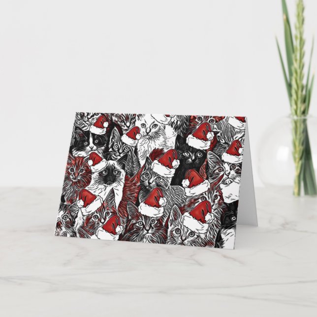 Tarjeta de saludo de Navidad para gatos navidades (Anverso)