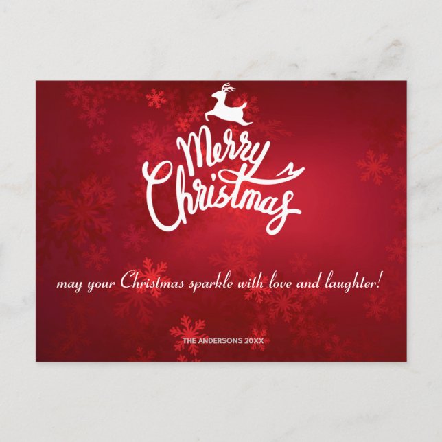 tarjeta de saludo de navidad roja y verde lindo (Anverso)