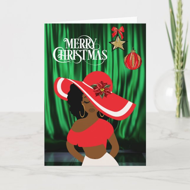 Tarjeta de saludo de Navidades afroamericanos mode (Anverso)