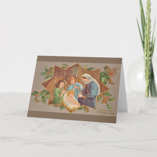 Tarjeta de saludo de Navidades alemanes religiosos (Anverso)