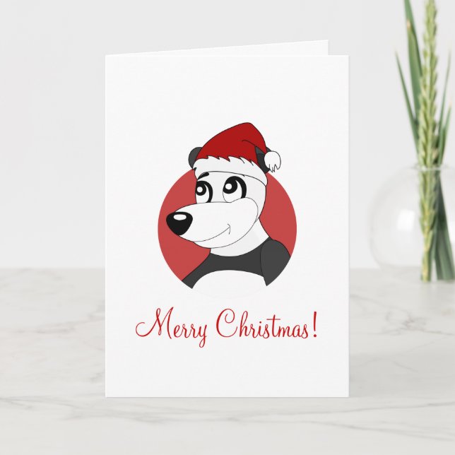 Tarjeta de saludo de navidades con oso panda perso (Anverso)