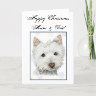 Tarjeta de saludo de navidades con Perro Westie Cu