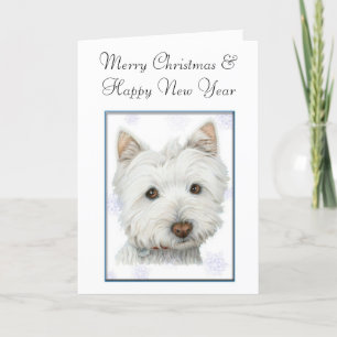 Tarjeta de saludo de navidades con Perro Westie Cu