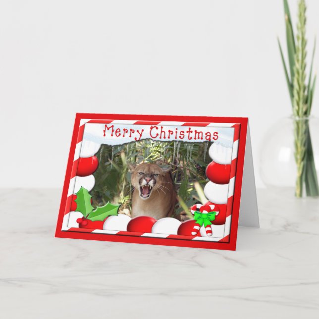 Tarjeta de saludo de Navidades Cougar (Anverso)