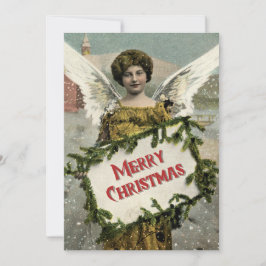 Tarjeta de saludo de Navidades de ángel de época