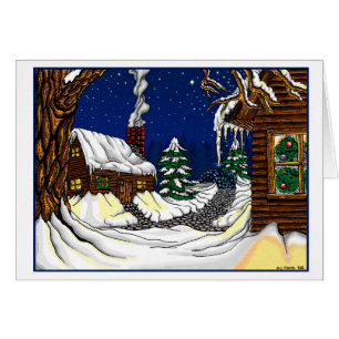 Tarjeta de saludo de Navidades de Casas de Nieve