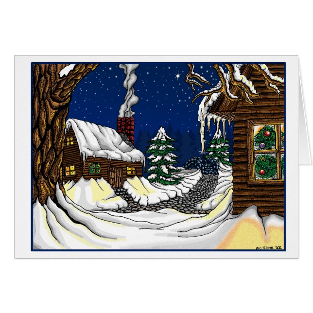 Tarjeta de saludo de Navidades de Casas de Nieve (Anverso (Horizontal))