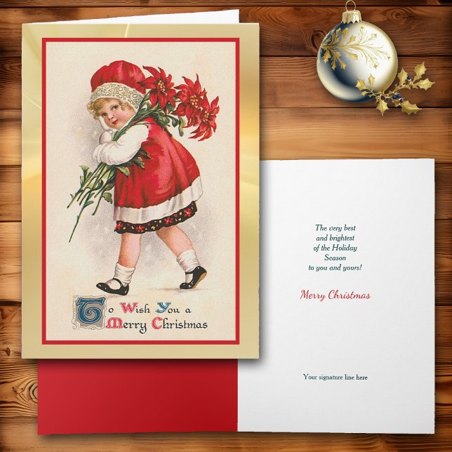 Tarjeta de saludo de Navidades de Chica de Poinset (Subido por el creador)