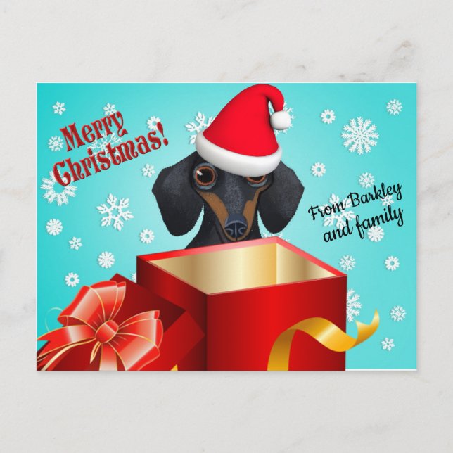 Tarjeta de saludo de Navidades de Dachshund Cute (Anverso)
