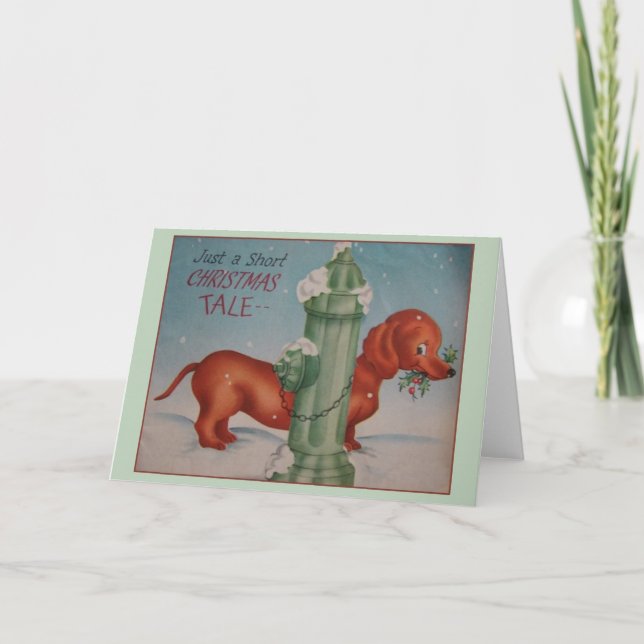 Tarjeta de saludo de Navidades de Dachshund de épo (Anverso)