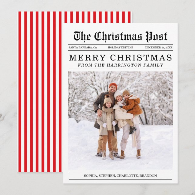 Tarjeta de saludo de Navidades de estilo de periód (Anverso / Reverso)