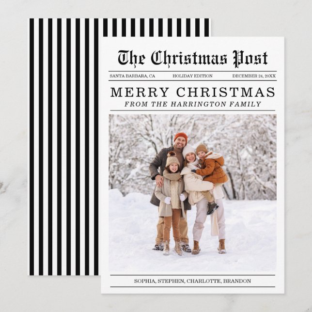 Tarjeta de saludo de Navidades de estilo de periód (Anverso / Reverso)